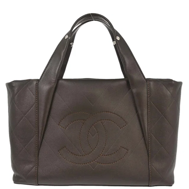 Chanel 2006-2008 Brown Lambskin Chevron Tote Handbag in Brown Lambskin from AMORE Vintage Tokyo