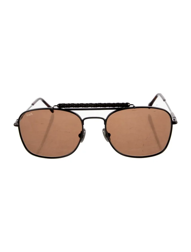 Tod's Aviator Tinted Sunglasses in red|brown Leather from The RealReal