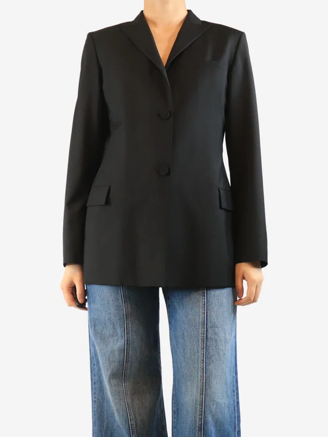 Jil Sander Black silk blazer - size UK 12 in Black Silk from Sign of the Times