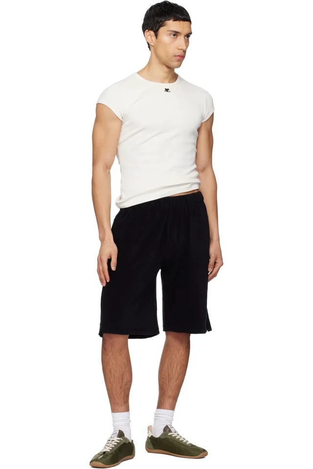 Courrèges Black Spongy Sports Shorts, photo 4 of 4 from SSENSE
