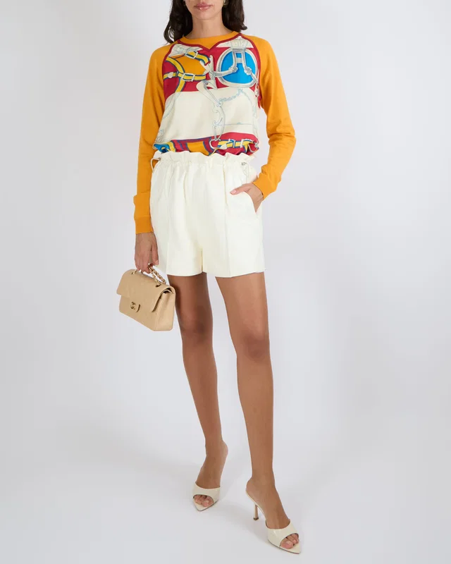 Hermès Cream Lambskin Leather Shorts in White Lambskin from Sellier
