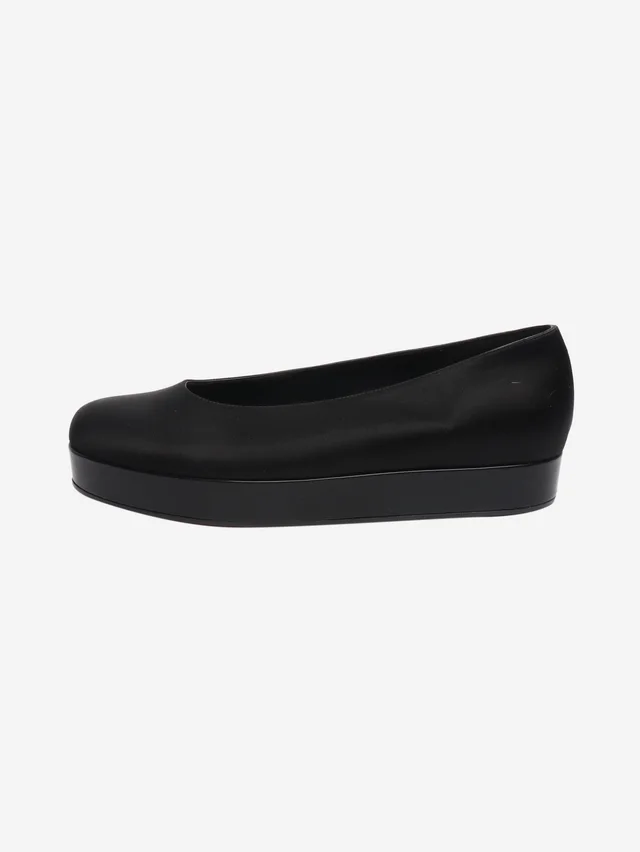 Loro Piana Black satin platform flats - size EU 39.5 in Black Satin from Sign of the Times