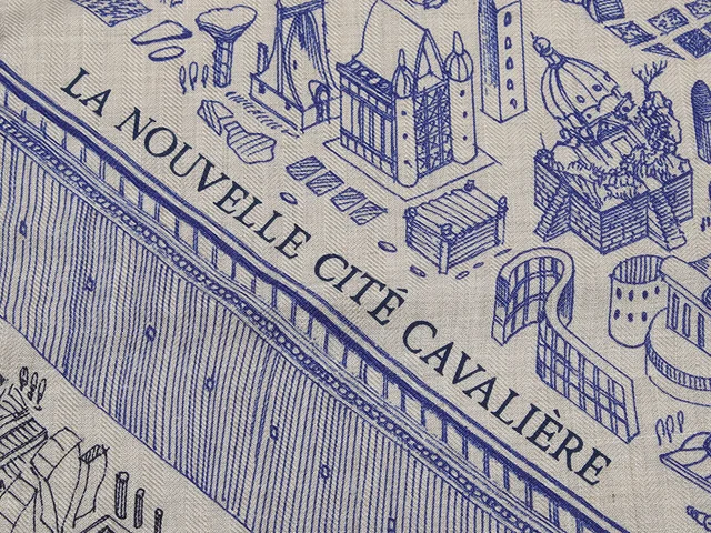 Hermès La Nouvelle Cité Cavalière Cashmere Silk Shawl 140cm in Silk from Ann's Fabulous Finds, photo 2 of 6