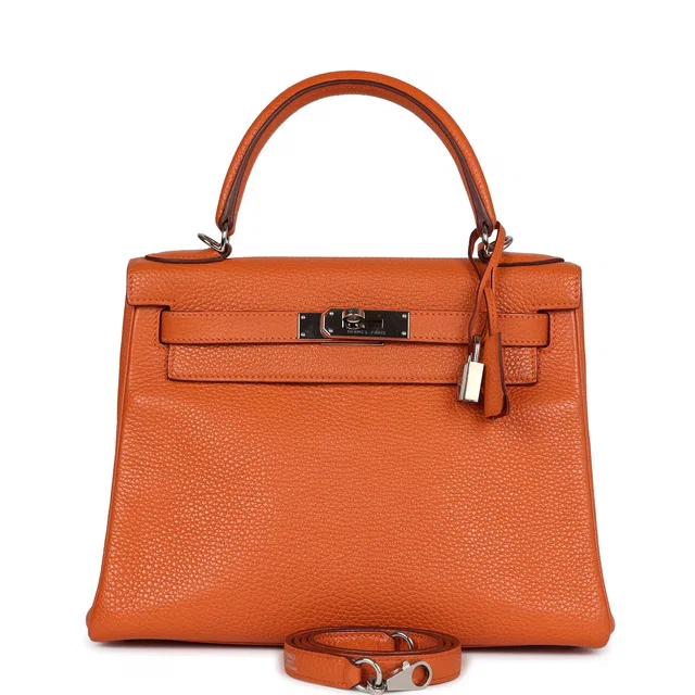 Hermès Kelly Retourne 28 Orange Togo Palladium Hardware in Orange Togo leather from Madison Avenue Couture