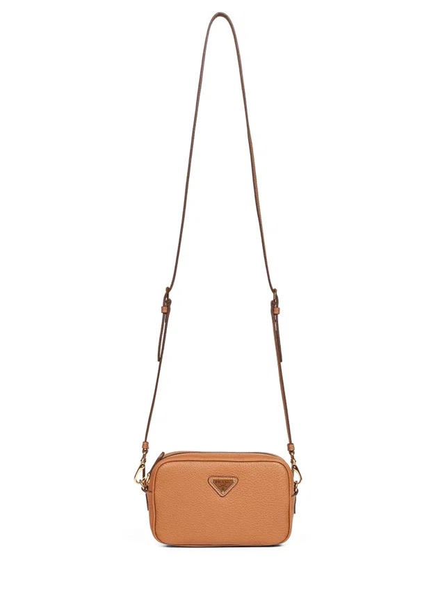 Prada Grained Calf Leather Crossbody Bag — Camel in Brown Calfskin from HEWI