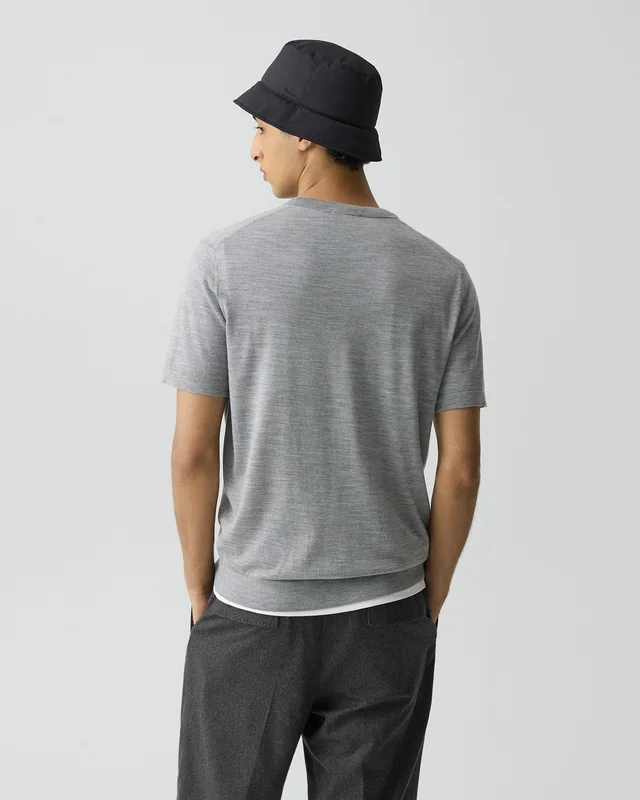 Theory Soris Tee in Regal Wool in COOL HEATHER GREY 100% Wool; Exclusive Of Elastic, photo 3 of 12 from Theory