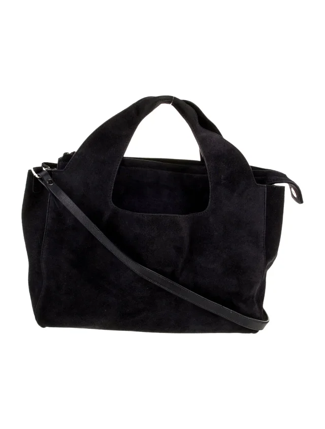 The Row Top Handle Other bag in Blue Suede from The RealReal