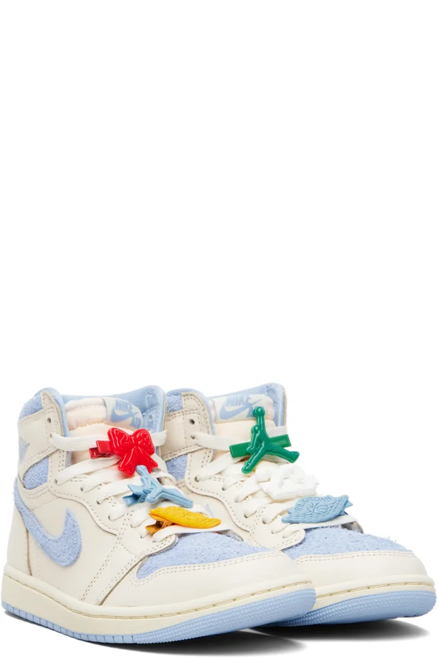 Nike Jordan Off-White & Blue Air Jordan 1 OG Sneakers, photo 4 of 5 from SSENSE