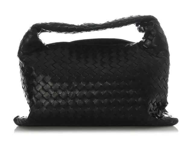 Bottega Veneta Small Black Intrecciato Hop Bag in Black Woven leather from Ann's Fabulous Finds, photo 5 of 10