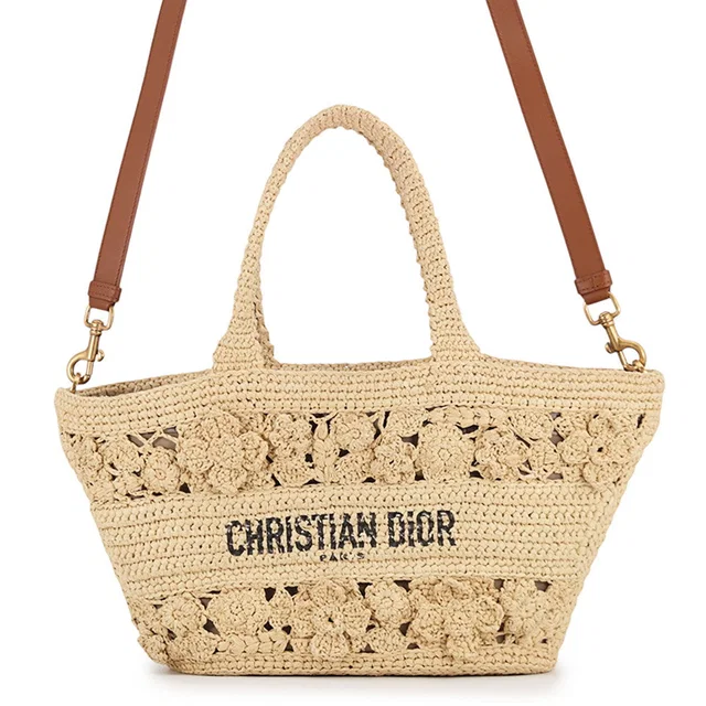 Dior Panier Hat Basket Bag Natural/BrownM1328CCOZ_M125 Raffia in Beige Raffia from GALLERY RARE