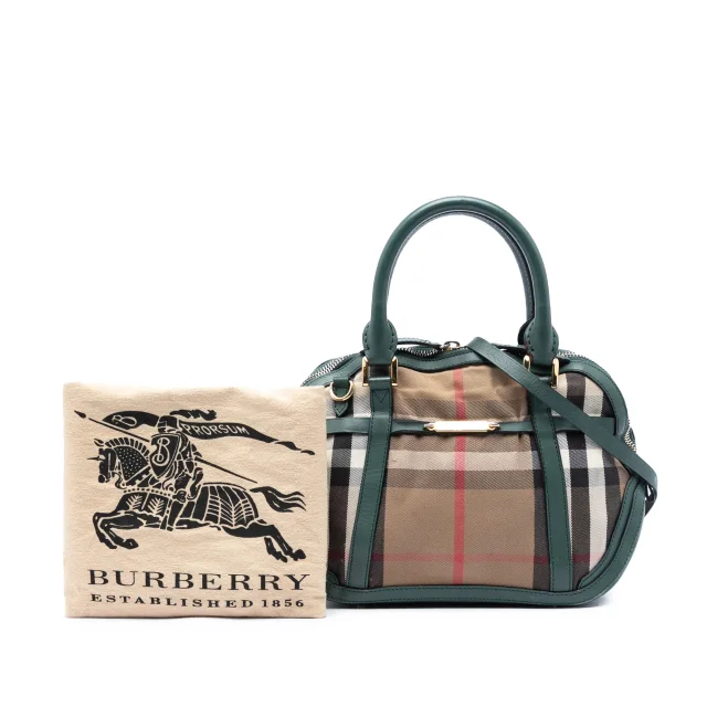 Beige Burberry Small Leather Trimmed House Check Canvas Bridle Orchard Satchel in Beige Canvas from Designer Revival, photo 7 of 7
