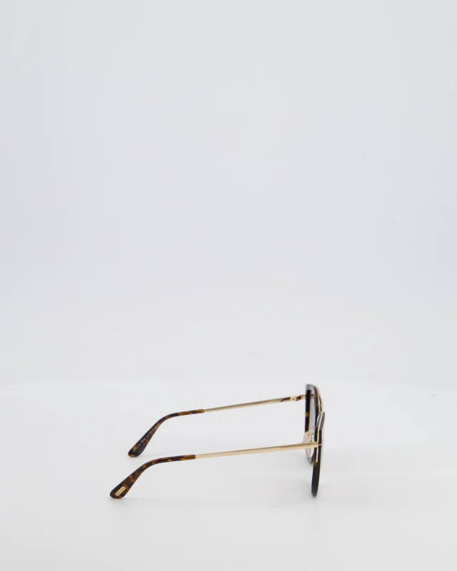 Tom Ford and Gold Cat Eye Acetate and Metal Sunglasses with Logo Detail in Brown from Sellier, photo 3 of 4