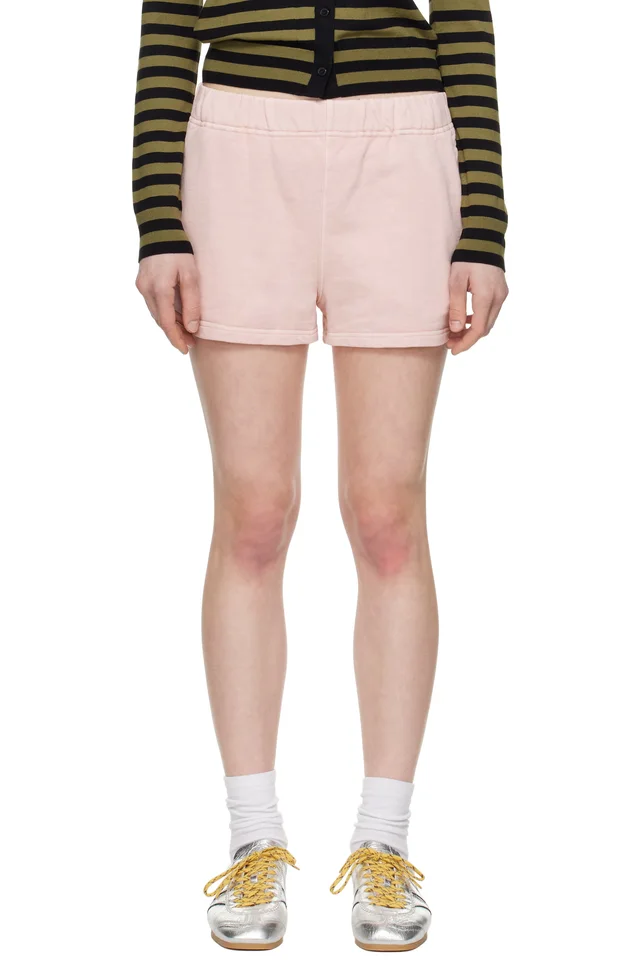 BAPE Pink Pigment Dyed One Point Sweat Shorts, image 1 of 1 from SSENSE