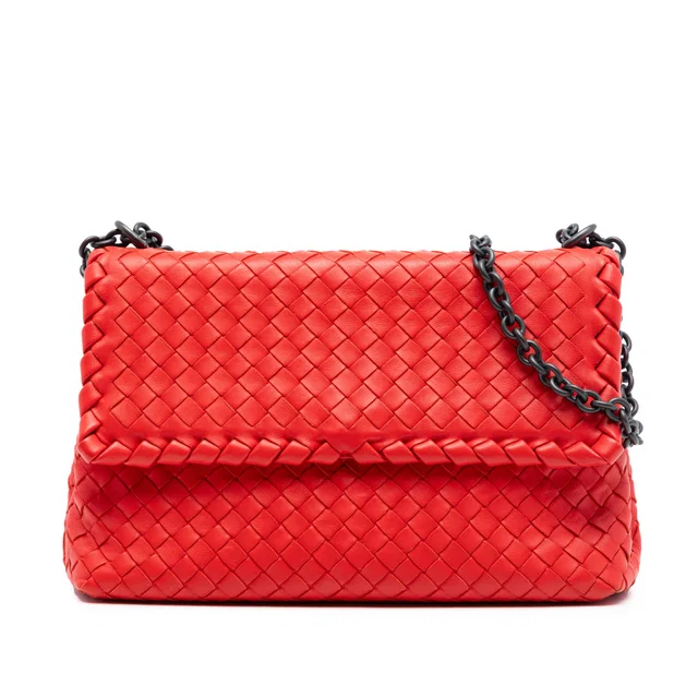 Orange Bottega Veneta Small Nappa Intrecciato Olimpia Shoulder Bag in Orange Nappa leather from Designer Revival