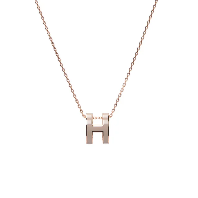 Hermès Enamel Pop H Necklace RGHW in Marron Glace from Blue Spinach