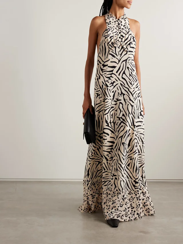 MAISON MAYLE Valentine ruffled printed silk-crepe halterneck maxi dress, photo 2 of 2 from NET-A-PORTER (Canada)
