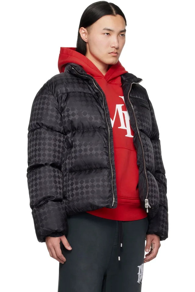 AMIRI Black MA Quad Jacquard Down Jacket, photo 2 of 4 from SSENSE
