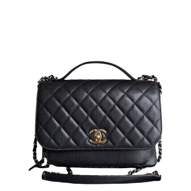 Chanel Business Affinity Large - 27cm Caviar Quilted Black Gold Hardware Series 23 in Black Caviar leather from Luxury Promise