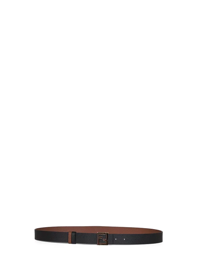 Fendi Reversible Leather Ff Belt — Black Calf in Black Leather from HEWI