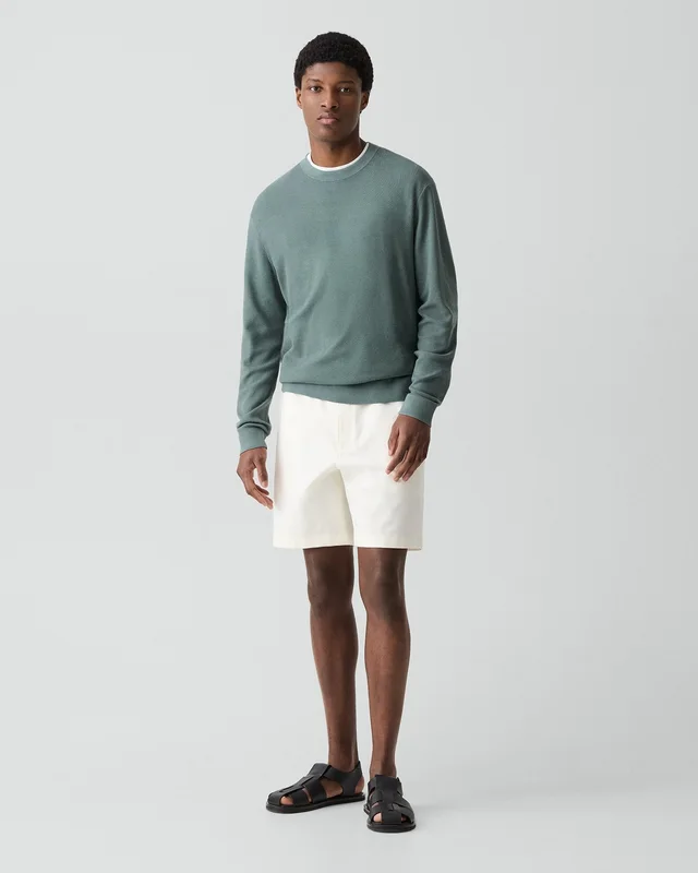 Theory Crewneck Sweatshirt in Silk-Cotton in LIGHT PINE GROVE 70% Silk, 30% Cotton; Exclusive Of Elastic, photo 5 of 12 from Theory