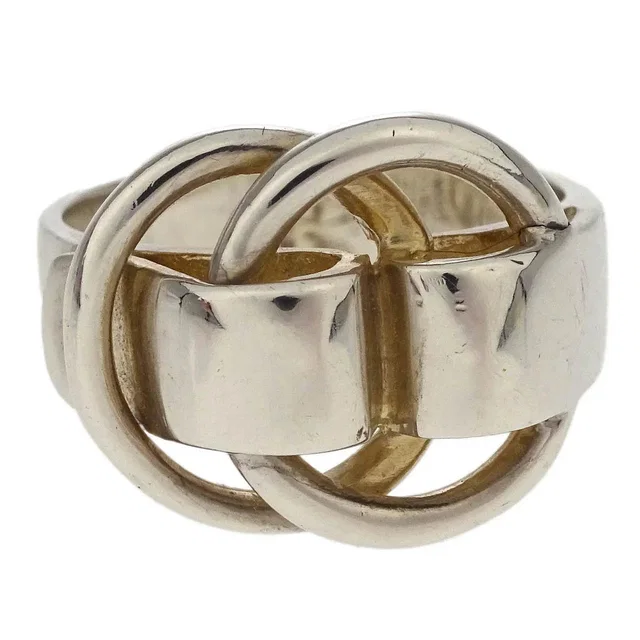 Hermès Deux Anneaux Ring Silver #50 #10 in Silver from AMORE Vintage Tokyo