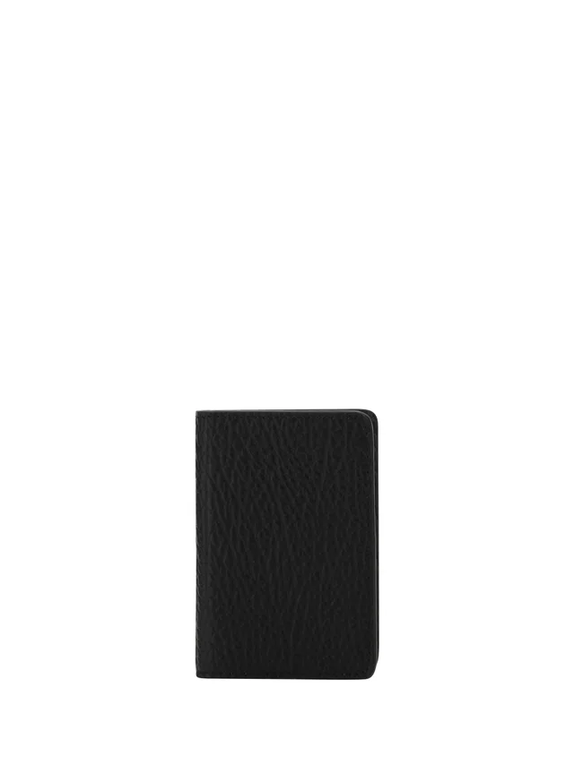 Maison Margiela Leather Card Holder Wallet — Black Calf Bos Taurus in Black Leather from HEWI