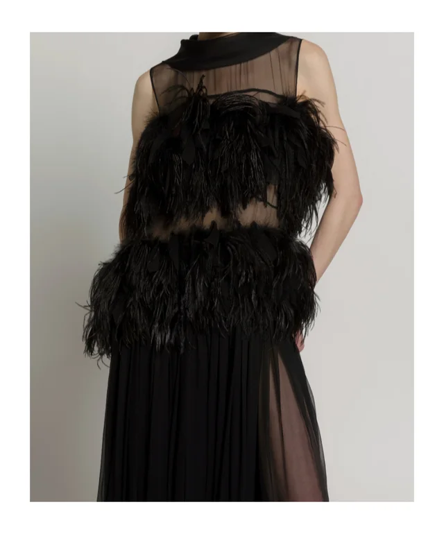 Alberta Ferretti Ethereal Silk Chiffon Feather Gown, photo 6 of 6 from SENSER