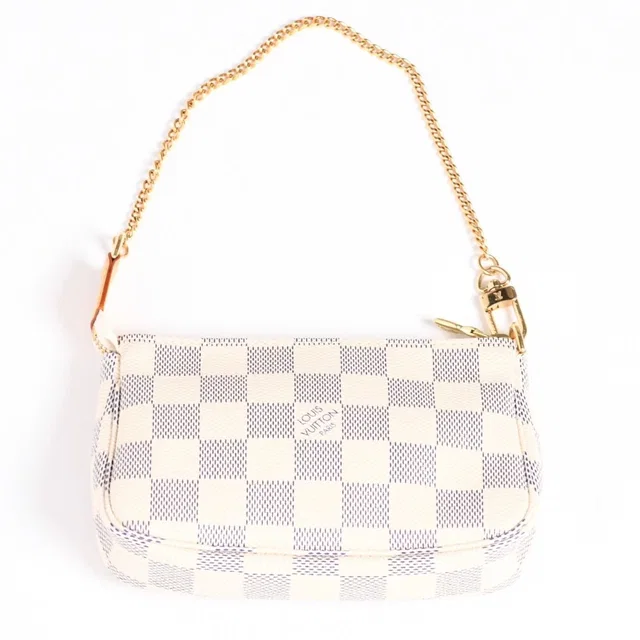 Louis Vuitton Mini Pochette Accessoires Pouch Damier Azur White in White Leather from The Reluxe