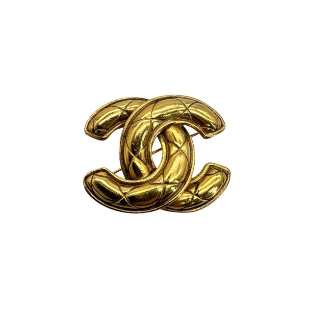 Chanel Vintage Brooch Matelasse Cocomark Gold Accessory in Gold from Luxury Promise