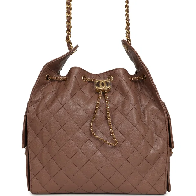 Chanel Medium 25 Hobo Bag Brown Caviar Antique Gold Hardware in Brown Caviar leather from Madison Avenue Couture