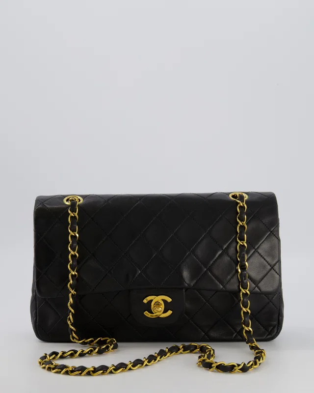 Chanel Vintage Black Medium Classic Double Flap Bag in Black Lambskin from Sellier