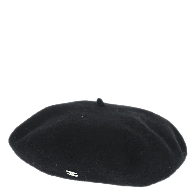 Chanel Black Hat Beret Small Good in Black from AMORE Vintage Tokyo