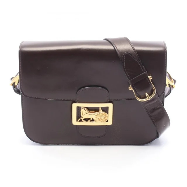 Celine Shoulder Bag Horse Carriage Dark Brown Leather in Brown Leather from The Reluxe