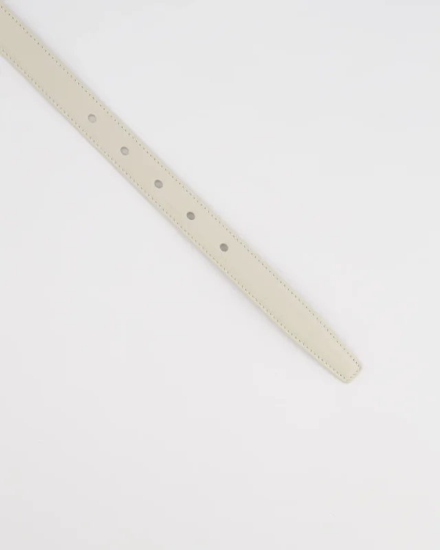 Saint Laurent Cassandre Cream Leather Belt with Brushed Gold Square Buckle and Logo Size 75 in White Leather from Sellier, photo 7 of 8