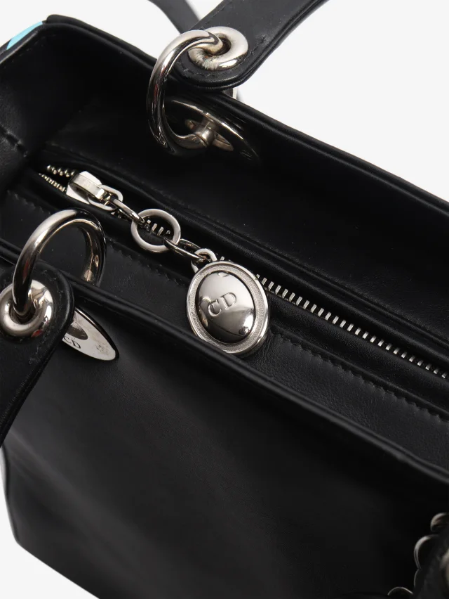 Black and blue floral 2015 Lady Dior bag in Black Leather from Sign of the Times, photo 9 of 9