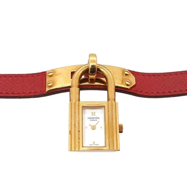 Hermès Kelly Watch Vintage White Red Quartz in White Leather from The Reluxe