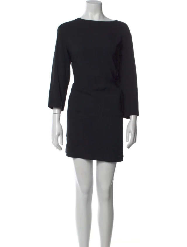 The Row Bateau Neckline Mini Dress in black from The RealReal
