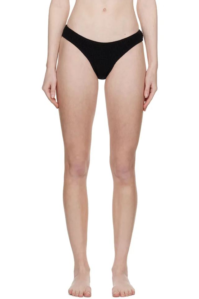 TOTEME Black Smocked Bikini Bottoms, image 1 of 1 from SSENSE