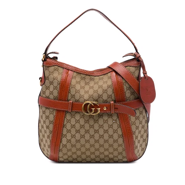 Beige Gucci Medium GG Canvas Running Satchel in Beige Canvas from Designer Revival