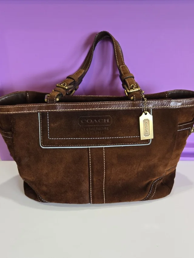 Coach Hampton Gallery Brown Suede Tote (Style 8b03) in brown|red Suede from Poshmark