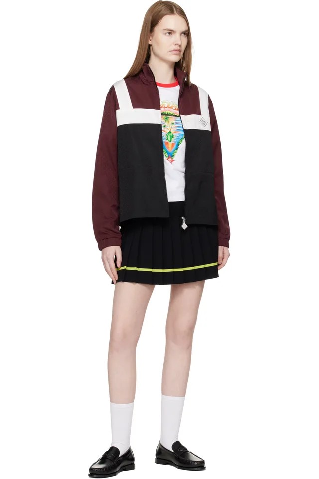 Casablanca Burgundy Monogram Windbreaker Jacket, photo 4 of 4 from SSENSE