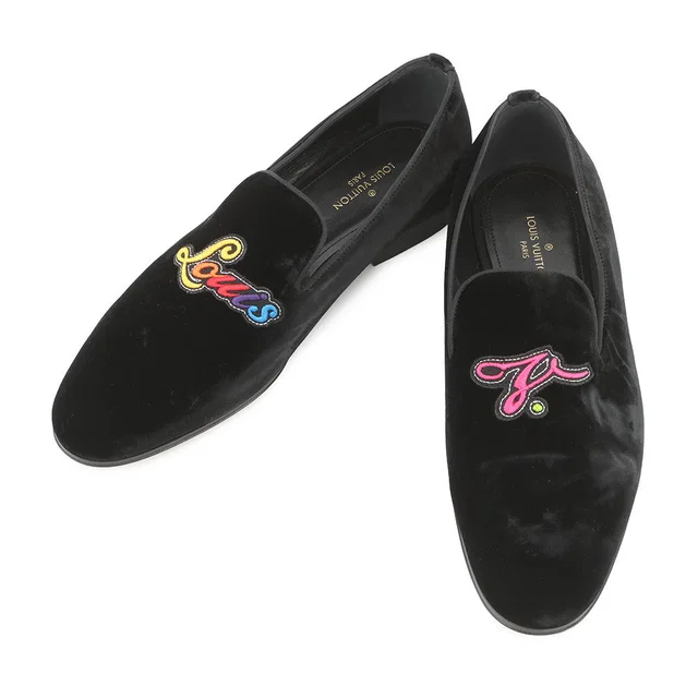 Louis Vuitton Auteuil loafers Black/Multicolor Velour Size 5H in Black from GALLERY RARE