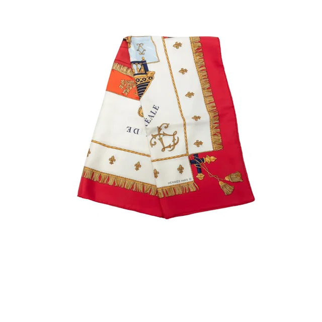 Red Hermès Vue du Carrosse de la Galerie La Reale Silk Scarf 90 in Red Silk from Designer Revival