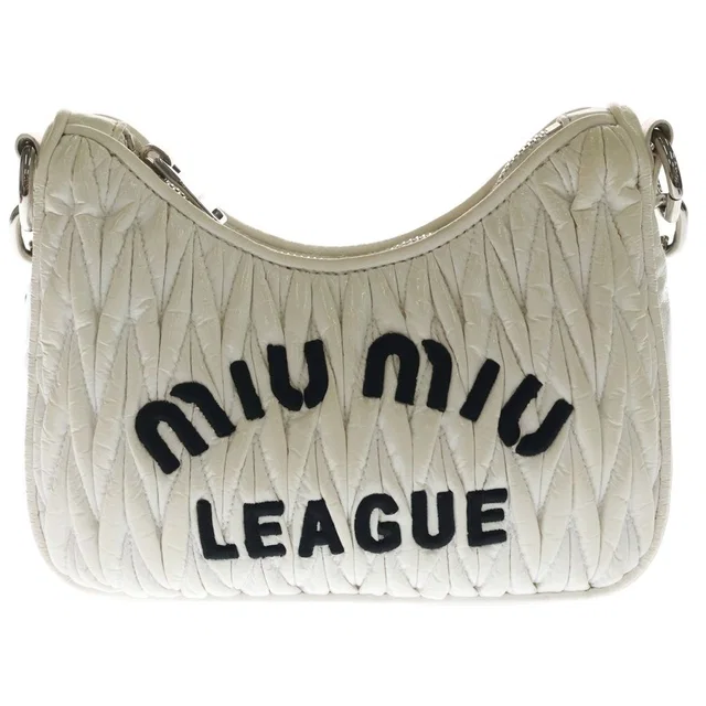 Miu Miu Matelasse Quilted Leather Chain Shoulder Bag White in White Leather from The Reluxe