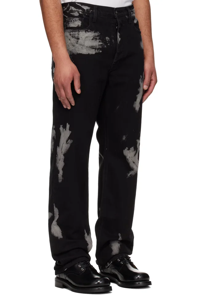 ALEXANDER DIGENOVA Black Bleach Straight Leg Jeans, photo 2 of 4 from SSENSE