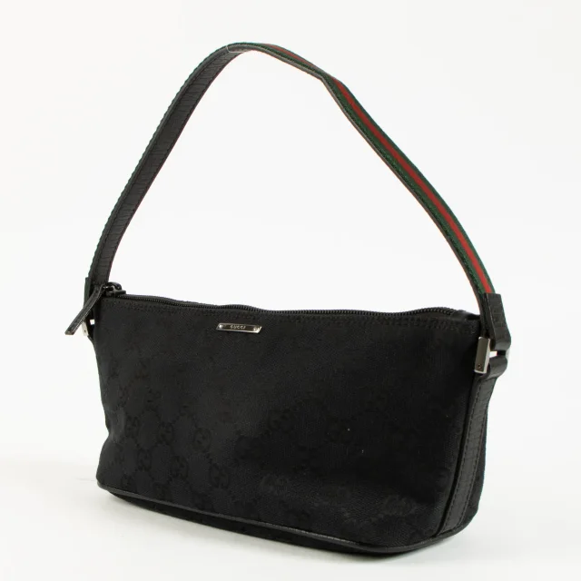 Gucci Black GG Canvas Tag Web Boat Bag in Black Canvas from Labellov, photo 2 of 5