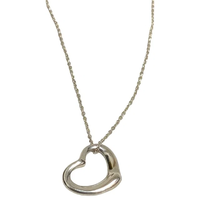 Tiffany & Co. Elsa Peretti Open Heart Necklace 925 Sterling Silver in Silver from The Reluxe