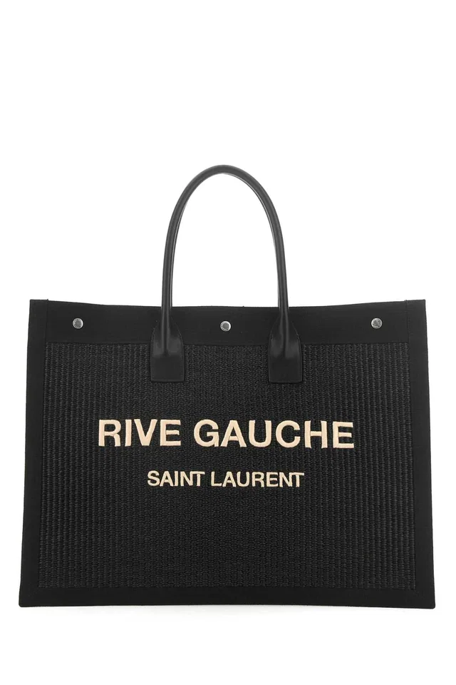 Saint Laurent Rive Gauche Tote Bag — Black in Black Woven leather from HEWI