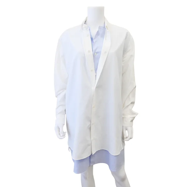 Loewe Pinstripe Layered Double Shirt Dress in Silk from Clotheshorse Anonymous