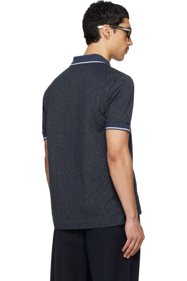 Paul Smith Navy Textured Pique Polo, photo 3 of 4 from SSENSE